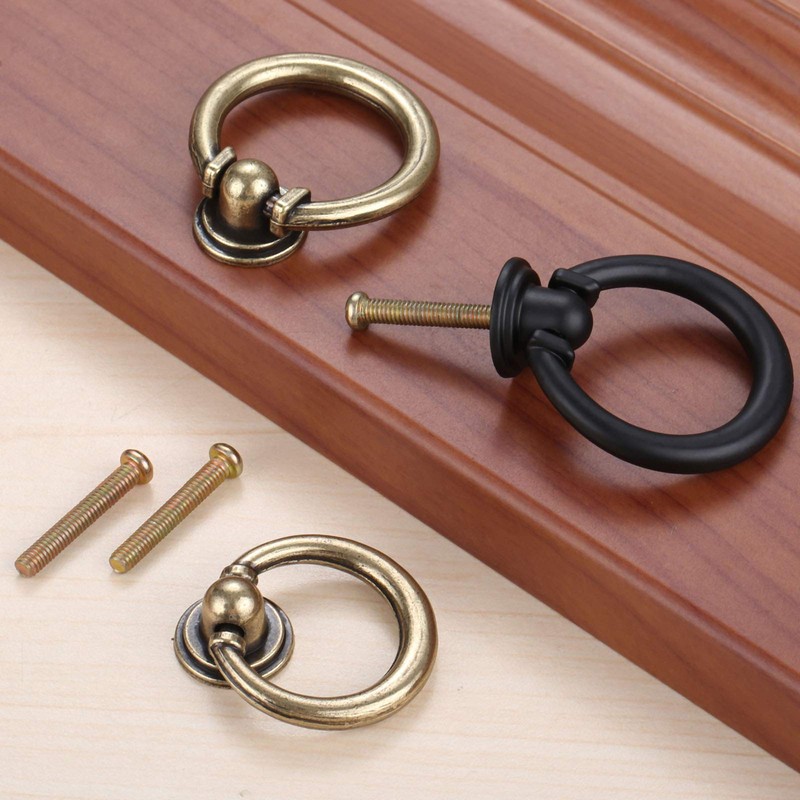 Mgoodoo 10Pcs Vintage Bronze Cabinet Knob Drawer Pull Ring Hardware