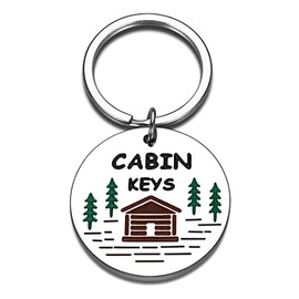 Cabin Keychains Gift for Rustic House New Home Gift for Cabin Lover Cottage County House Keychain for Mom Dad Grandpa Grandma Housewarming Real Estate Gifts for Family Friend Cabin Keyring in Bulks