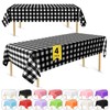 Bouiexye 4 Pack Disposable Table Cloth Black Gingham Plastic Tablecloth