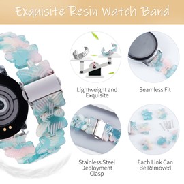 BINLUN Watch Straps 20 mm 22 mm Resin Fashion Butterfly Smartwatch Bracelets 6 Colours Quick Release Lightweight Replacement Bands for Selection Gold/Rose Gold Buckle, Resin, No gemstone