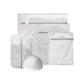 Periea 'Sue' Mesh Laundry Wash Bags for Delicates, Bras, Shoes & Clothes with Zips - Reuseable Washing Machine Bags - Net Travel Bags - Protect Your Garments (1S, 1M, 1L, 1XL, 1 Bra, 1 Shoe)