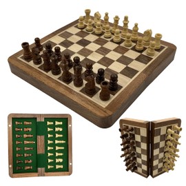 Magnetic Chess Set, Magnetic Chess Board and Pieces, Foldable Chess Board, Portable Chess Set with Built-in Storage, Handcrafted, Premium Quality (10 inches)