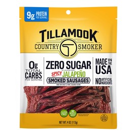 Tillamook Country Zero Sugar Keto Friendly Smoked Sausages, Spicy Jalepeno, 4 Ounce