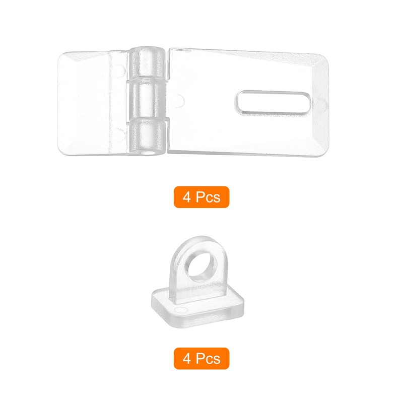 sourcing map 4Pcs 41x16mm Acrylic Hasp Latch, Clear Acrylic Hasp