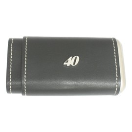 40th Birthday Cigar Tube Leather Covered Black Case With Cedar Lining In Gift Box 463