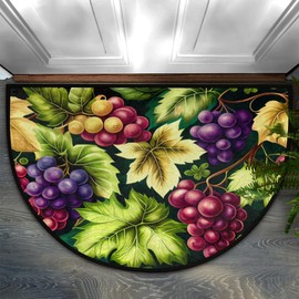 NTMANON Colorful Grape Half Round Door Mats for Inside Entry, Half Circle Doormat Welcome Front Door Mat, Indoor Outdoor Rugs, Non-Slip Floor Mat for Bedroom Kitchen Fireplace 36x24 Inch