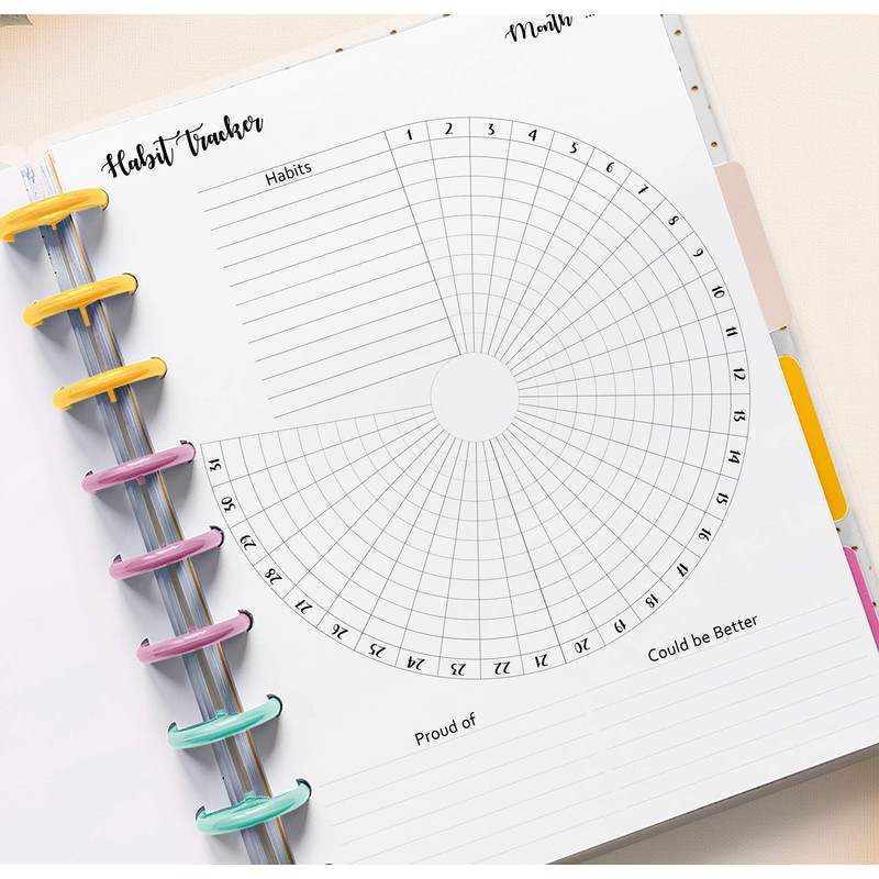 Habit Tracker Inserts for 9-Disc Planners (7 x 9.25 inches),