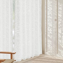 NICETOWN - Cortinas cortas de encaje floral de color blanco marfil de 36 pulgadas de largo, juego de 2 paneles, cortinas traslúcidas de encaje rústico floral clásico para ventanas pequeñas, bolsillo