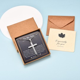 EPIRORA Boys Gifts Cross Necklace Gifts for Son,Birthday Gifts for Boys,Teenage Boy Son Gifts From Mum,Graduation Christmas Birthday Gift for Son Boy