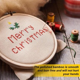 Pack of 3 10/15/17 cm Embroidery Hoops, Bamboo Embroidery Hoop, Cross Stitch Frame, Adjustable Cross Stitch Ring, Cross Stitch Embroidery Frame, Smooth and Lightweight, for DIY, Crafts, Embroidery