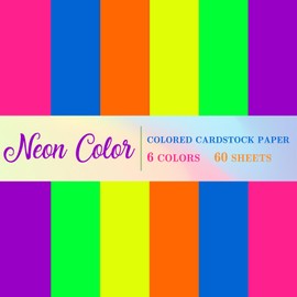 AnyDesign 60 Sheets 8.5 x 11 Inch Neon Colored Card Stock Thick Paper Cards Fluorescent Scrapbook Paper for Prints DIY Arts Crafts School Office Home Supplies