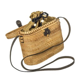 LaFiore24 stabile Rattan Korb Tasche Damen Bali Umhängetasche Schultertasche oval