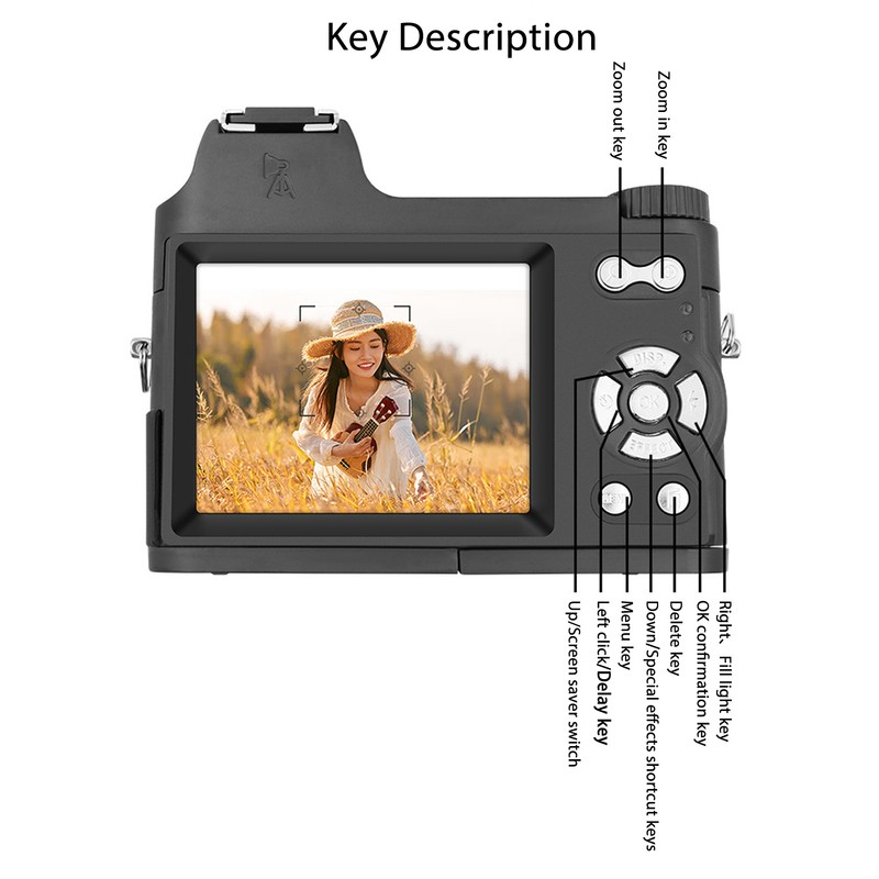 4K Digital Camera 48MP Manual Focusing Retro Anti Slip Pattern