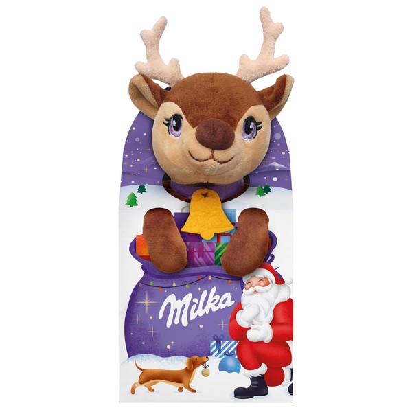 Milka Plush Toy Magic Mix 1 x 96g, Cuddly Toy and Christmas Chocolate, Three Random Designs
