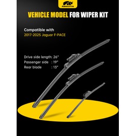 MIKKUPPA 26"+19"+13" Windshield Wipers Blades Replacement for 2017-2025 Jaguar F-PACE, Top Lock Front & Rear All Season Wiper Blades Set(Pack of 3)