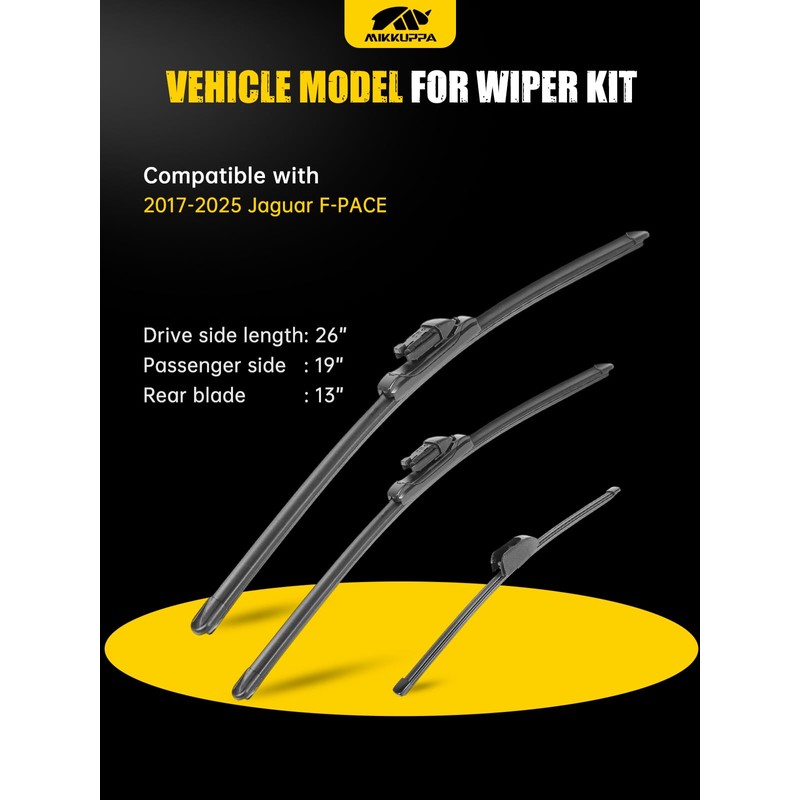 MIKKUPPA 26"+19"+13" Windshield Wipers Blades Replacement for 2017-2025 Jaguar F-PACE,