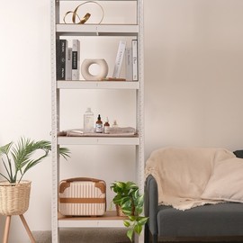 [Easy Frame] 5-tier shelf white black bolt-free assembly steel angle multipurpose Storage shelf 750x300x1500/white