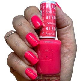 Daisy DND DND Gel Polish Set, Pink Collection, UV/LED Gel Polish and Air Dry Nail Lacquer, Matching Chip-Free Polish Duo, 813 Sour Adventure, 0.5 Fl Oz