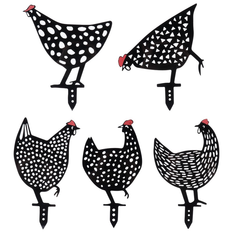 5Pcs Chicken Stakes Set Acrylic Animal Shape Statues Decoration for