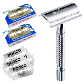 Kazakiri W Professional Shaving, Double-edged Razor, Main Body + 20 Replacement Blades Included, Razor, Shaving, Face Razor, For Men and Men