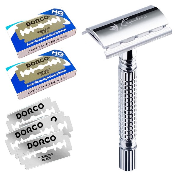 Kazakiri W Professional Shaving, Double-edged Razor, Main Body + 20