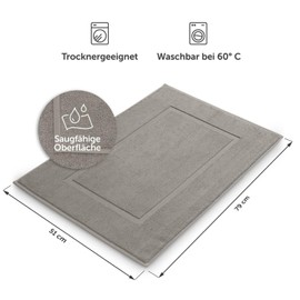 Blumtal Terry Bath Mat, 100% Cotton, 50 x 80 cm, Oeko-Tex Certified Bath Mat and Shower Mat, Bathroom Rug, Bath Mats and Bath Mat in Set, 2 Pieces, Grey