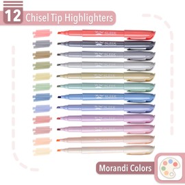 Mr. Pen- Highlighters, 12 Pack, Chisel Tip, Morandi Colors, Highlighters Assorted Colors, Colored Highlighters, Highlighter Pen, Highlighters No Bleed, Highlighter Set, Colorful Highlighters