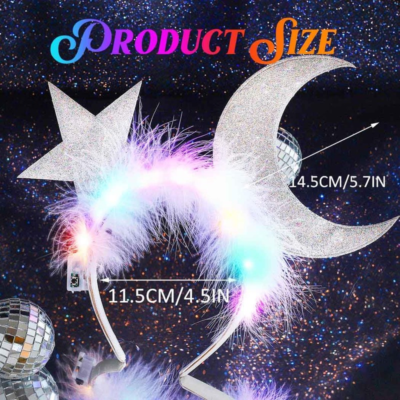 GORTIN Light up Star Moon Headbands LED Headpiece Costume Hair