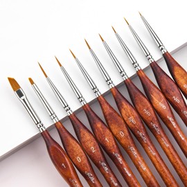 Golden Maple Miniature Model Paint Brushes-10pcs Micro Detail Paint Brush Set,Small Fine Detail Brushes for Acrylic, Oil, Watercolor & Paint by Number,Figurine