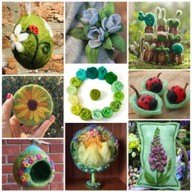 Sparkeads Wool Roving Yarn for Needle Felting Green Soft Fibre Wool Supplies for DIY Hand Spinning Weaving Beginners Adults Handmade Dolls Felt Animal 75G