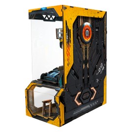 Strucwood Cyberpunk Book Nook Kit with LED Light - 3D Wooden Puzzles Book Nook for Book Shelf Decor - DIY Dollhouse Kit - Book Nook with Dust Cover - Excellent Automobile Workshop(SQ-28)