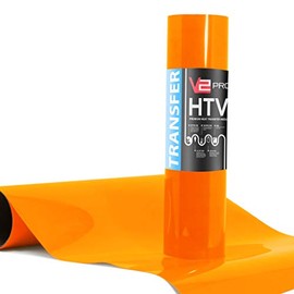 V2 Pro Heat Transfer Vinyl Film HTV Roll (Fluorescent Orange, 12 Inch x 60 Inch)