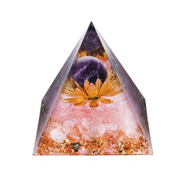 Ieron Healing Crystals,Energy Tower,Healing Crystals Tower,Spiritual Crystal Gifts for Women,Lotus Flower Reiki Nature Meditation Protection Energy, Purple