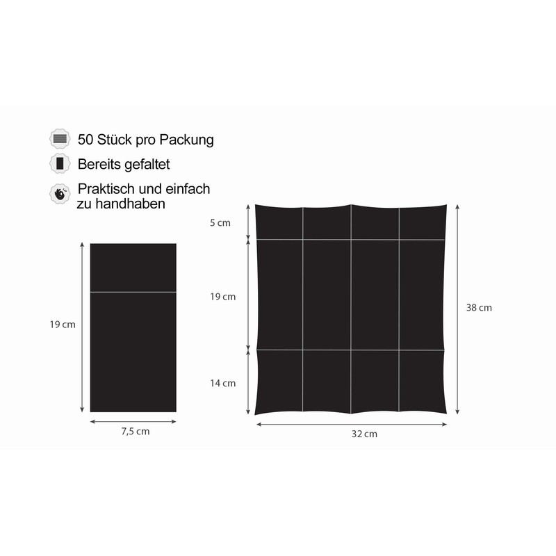 VelaHub Soft Point 50 Cutlery Napkins, High-Quality Disposable Napkins, 32