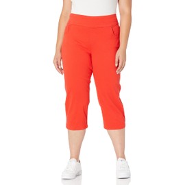 Gloria Vanderbilt Women's Plus Size Amanda Pull On Capri, RED Spark
