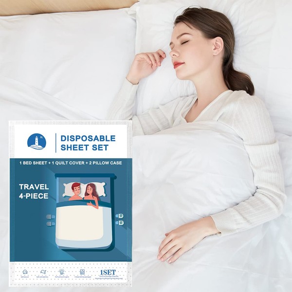 Yutianli Disposable Bed Sheets, Quilt Cover and Pillow Case Set