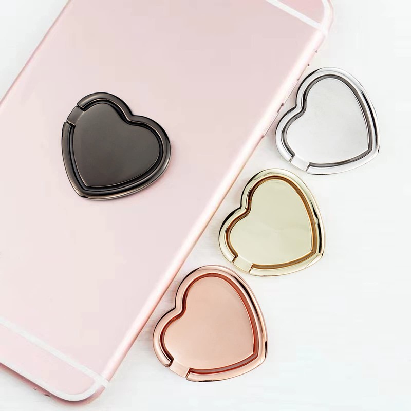 2 Packs Glossy Finish Love Heart Shaped Cell Phone Ring