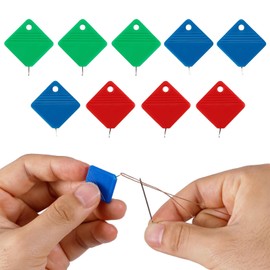 9PCS Square Plastic Needle Threaders, Needle Threader for Hand Sewing, Sewing Supplies Easy Threading Embroidery Floss Cross Stitch Clothing Mending for Seniors & Beginners