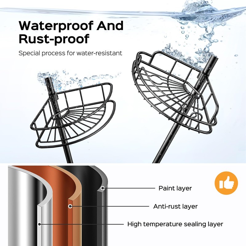 HAMITOR Corner Shower Caddy Tension Pole: 4-Tier Rust-Resistant Adjustable Bathroom