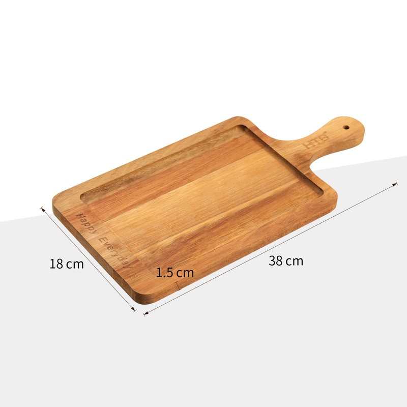HTB HTB-ACBM1 Wooden Handle Cutting Board Square Cutting Board Natural