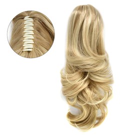 Ponytails For Women,Hair Extensions Ponytail Fake Clip Ponytails Extension Hair pieces Clip in Claw Hair Extension Natural Looking Synthetic Hairpiece for Women Wavy Synthetic Fluffy¬ Tangled Curly Hair Claw Girls Blonde Black Brown (14", 24-613# Sandy B