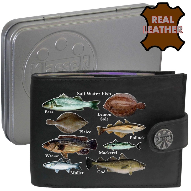 Klassek Saltwater Fish Fishermans Sea Coast Fishing Mens Wallet Real