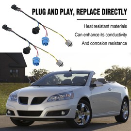 Vkinman 2pcs 22740620 Headlight Wiring Harness, Front Lamp Socket Wire Headlamp Harness Connector, Replacement for Chevy Cobalt 2005-2008 Replacement for Pontiac G5 2007-2009, Replace 22740621 645-205