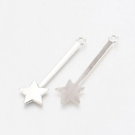Unbranded 3 Star Wand Charms Princess Magic Fairy Wand Antique Silver 47 x 14 mm  1296
