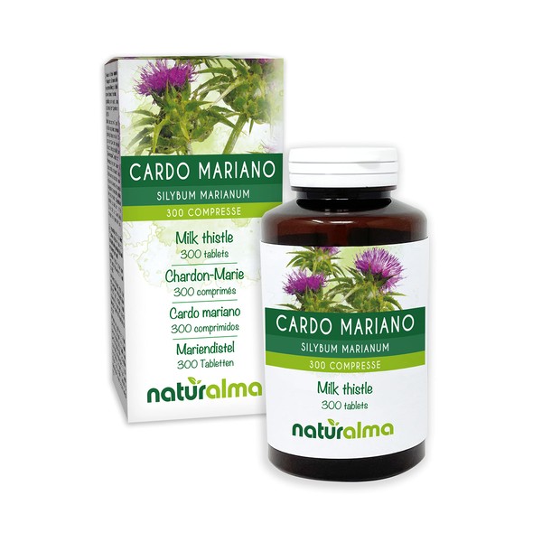 Milk Thistle (Silybum Marianum) Herbs and Fruits NATURALMA | 150g | 300 Tablets of 500 mg | Food Supplement | Natural and Vegan