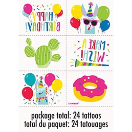 Unique Llama Birthday Temporary Tattoos, 24ct
