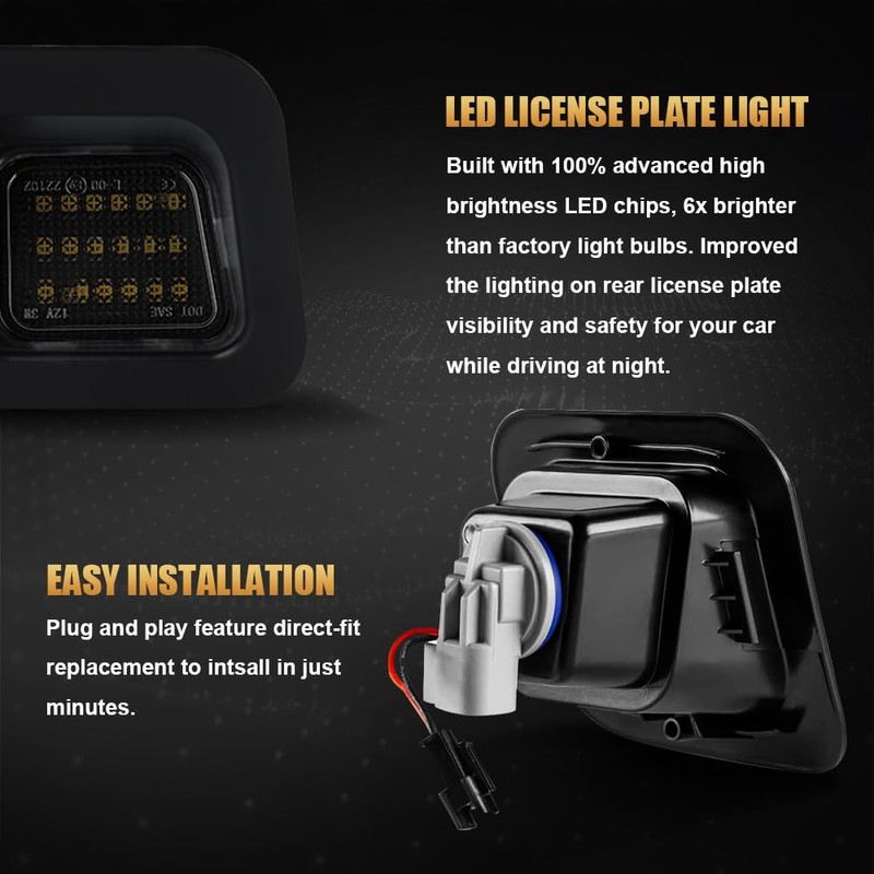 D-Lumina LED License Plate Lights with Clip Retainer Sockets for