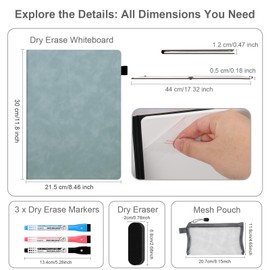 AGM Dry Erase Mini Whiteboard A4, 30 x 21.5 cm Double-Sided Desk White Board with 3 Colored Pens, 1 Eraser, 1 Mesh Bag, Portable Writing Board for Studying, Meetings, Note-Taking, and Doodling