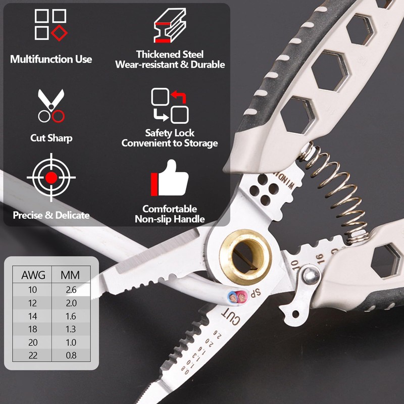 Wire Stripper 3-in-1 Wire Stripping Tool Electrician Multifunctional Wire Stripper