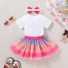 YOUNGER TREE Newborn Baby Girls My 1st Birthday Dress Infant Shiny Printed Sequin Bowknot Tutu Princess Dress (Star glitter gradient tutu, 12-18 Months)…